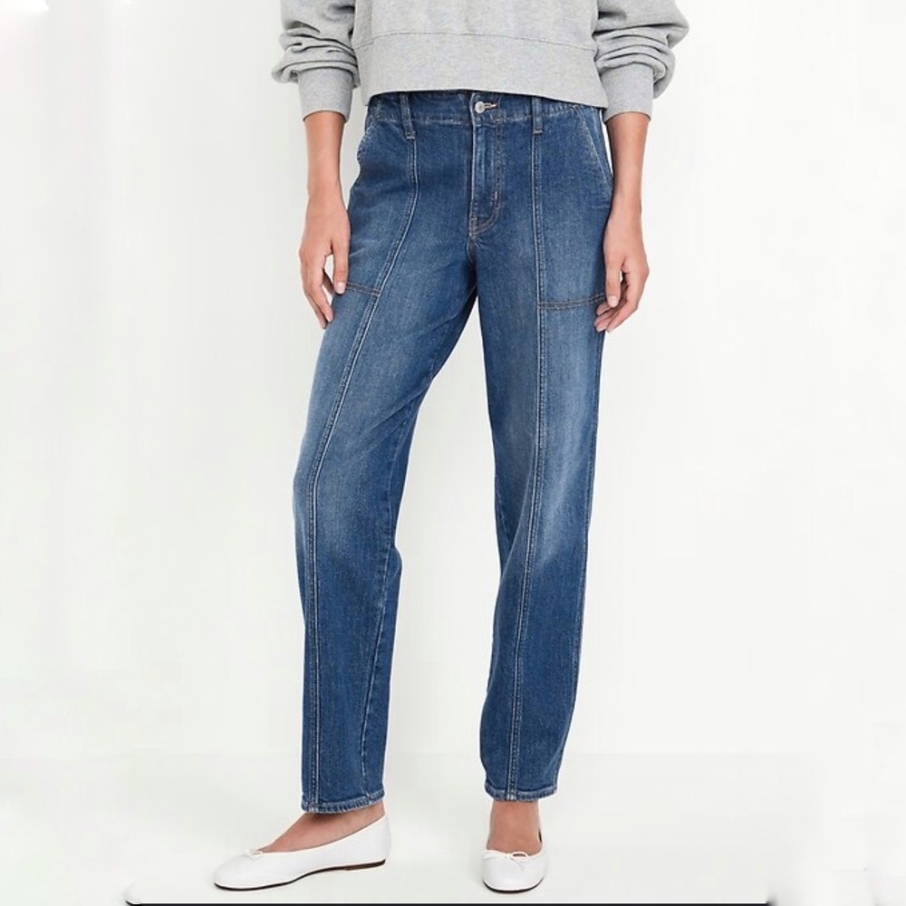 OLD NAVY HIGH RISE O.G. LOOSE JEANS SIZE 16 SECRET SMOOTH POCKETS BLUE